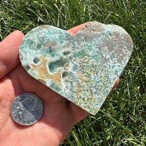 Heart-Shaped Green and Brown Hemimorphite Stone